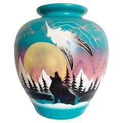 1980s Hand Painted Southwest Pottery Case