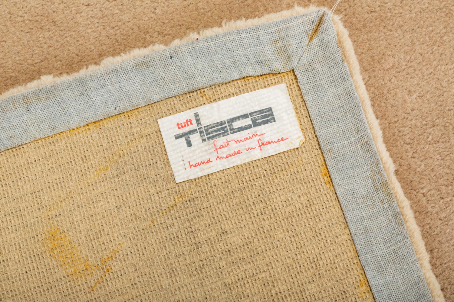 1980s Hand-Tufted Square Area Rug by Tisca In Good Condition In Los Angeles, CA