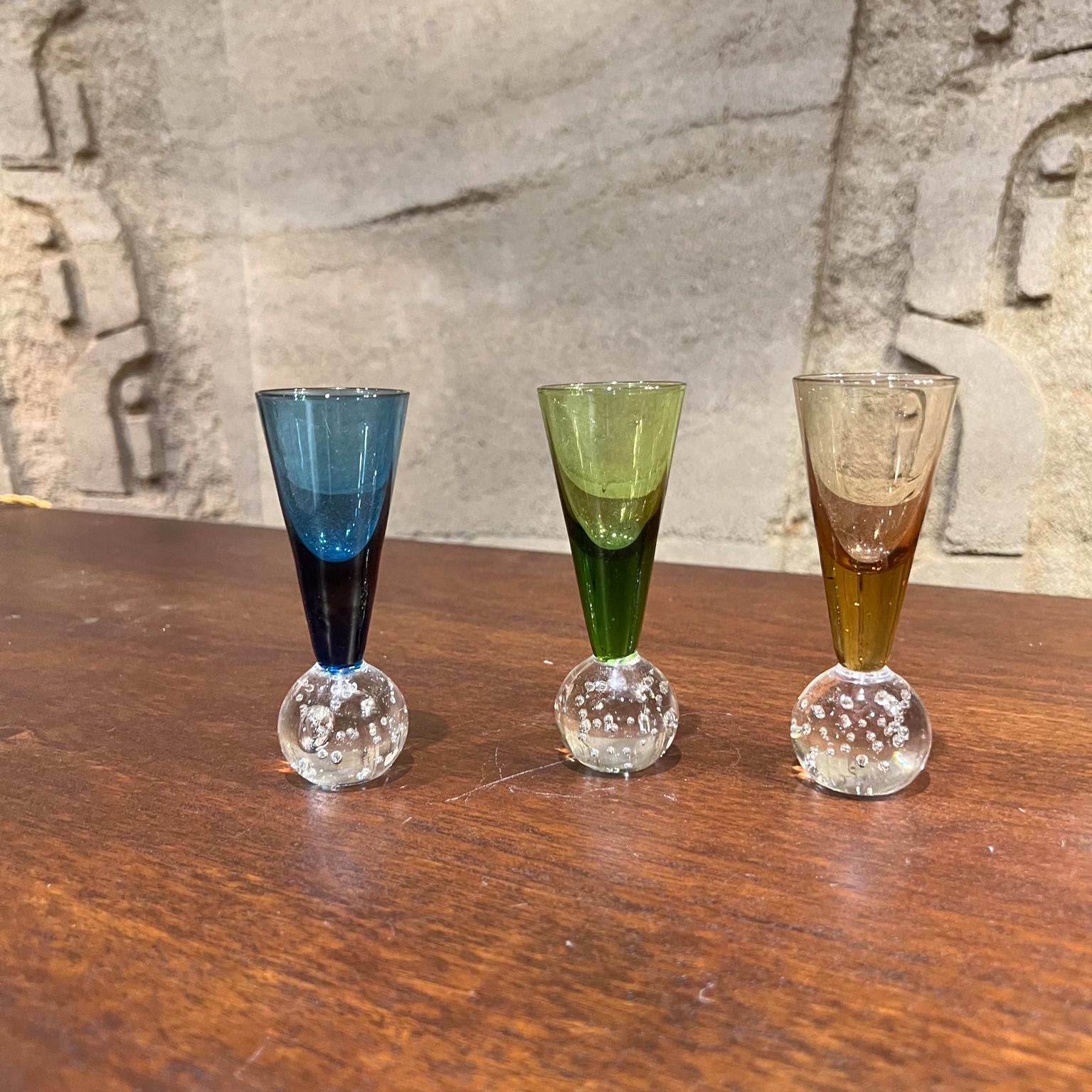 1980s Handblown Fancy Color Tequila Shot Glasses 4
