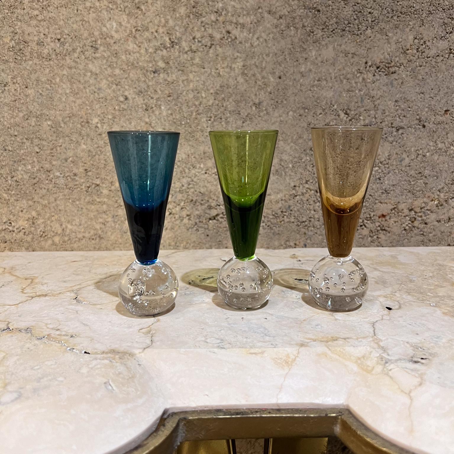 Modern 1980s Handblown Fancy Color Tequila Shot Glasses For Sale