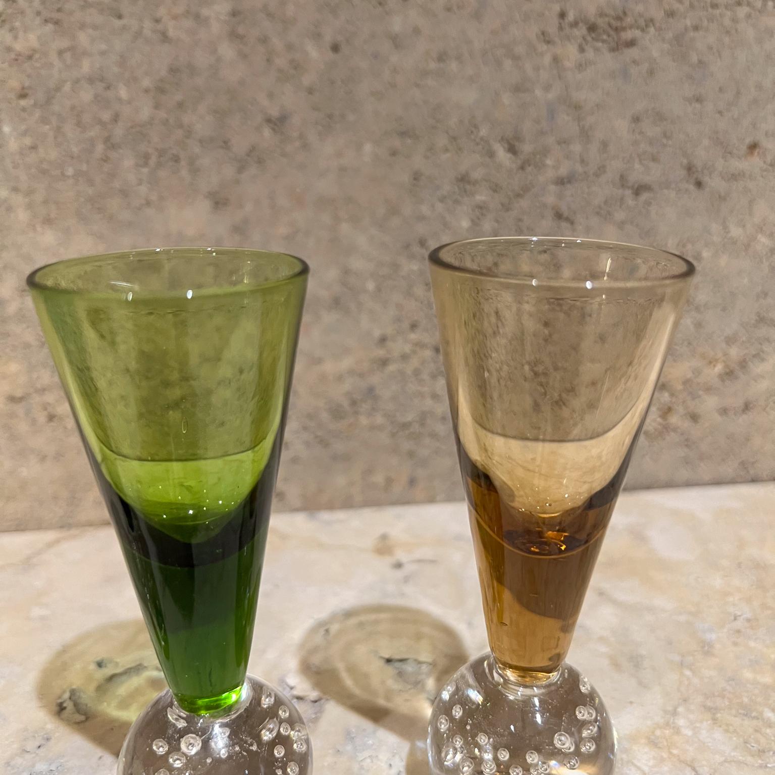1980s Handblown Fancy Color Tequila Shot Glasses 1