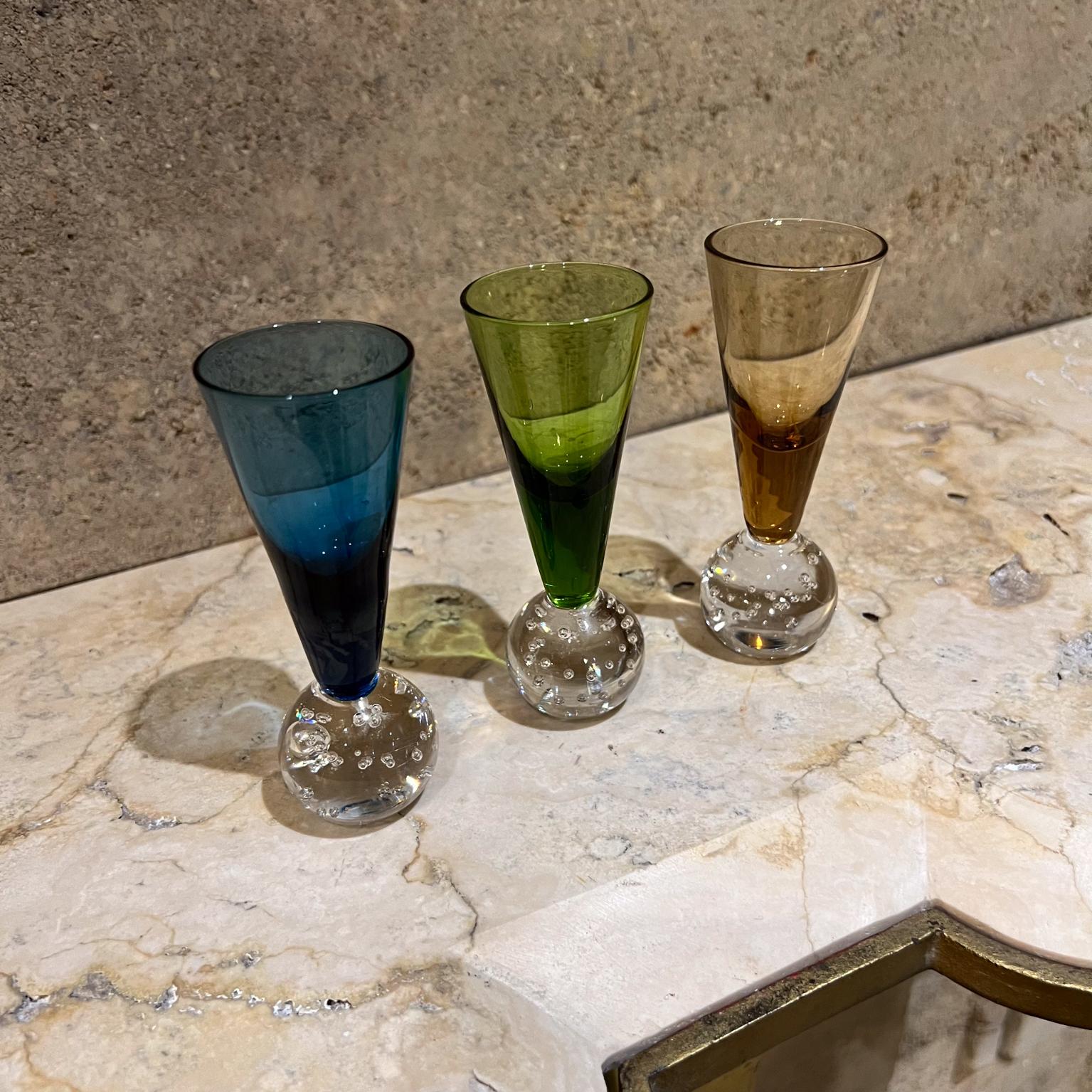 1980s Handblown Fancy Color Tequila Shot Glasses 2