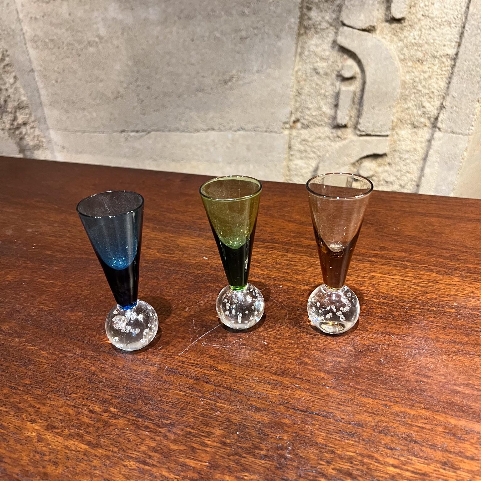 1980s Handblown Fancy Color Tequila Shot Glasses 3