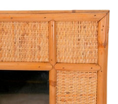 1980s Handmade Bamboo and Wicker Mirror