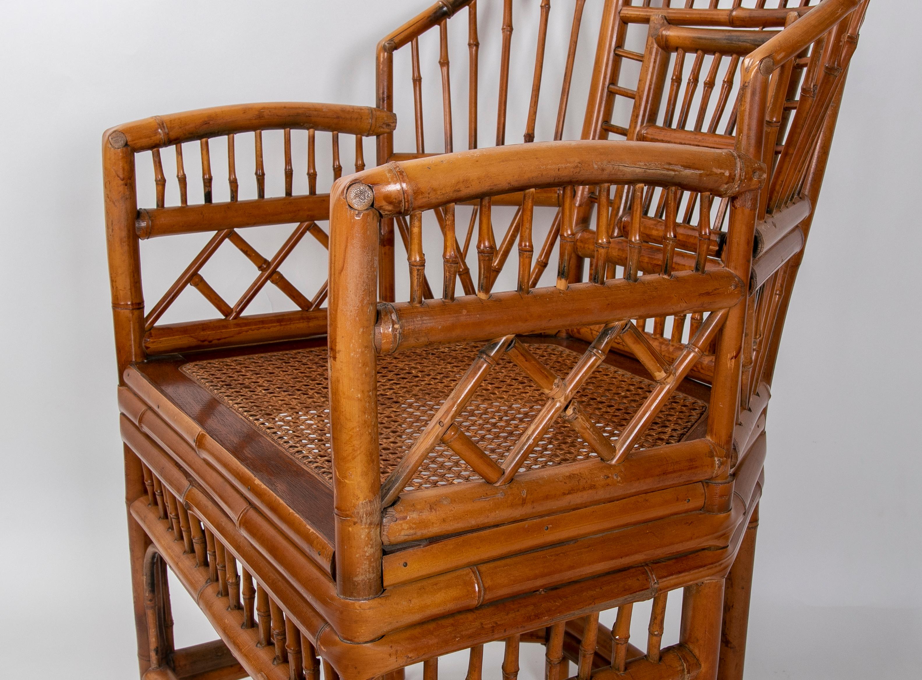 20th Century 1980s Handmade Bamboo Chair in Oriental Style