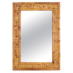 1980s Handmade Bamboo Mirror