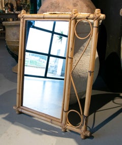 1980's Handmade Bamboo Wall Mirror