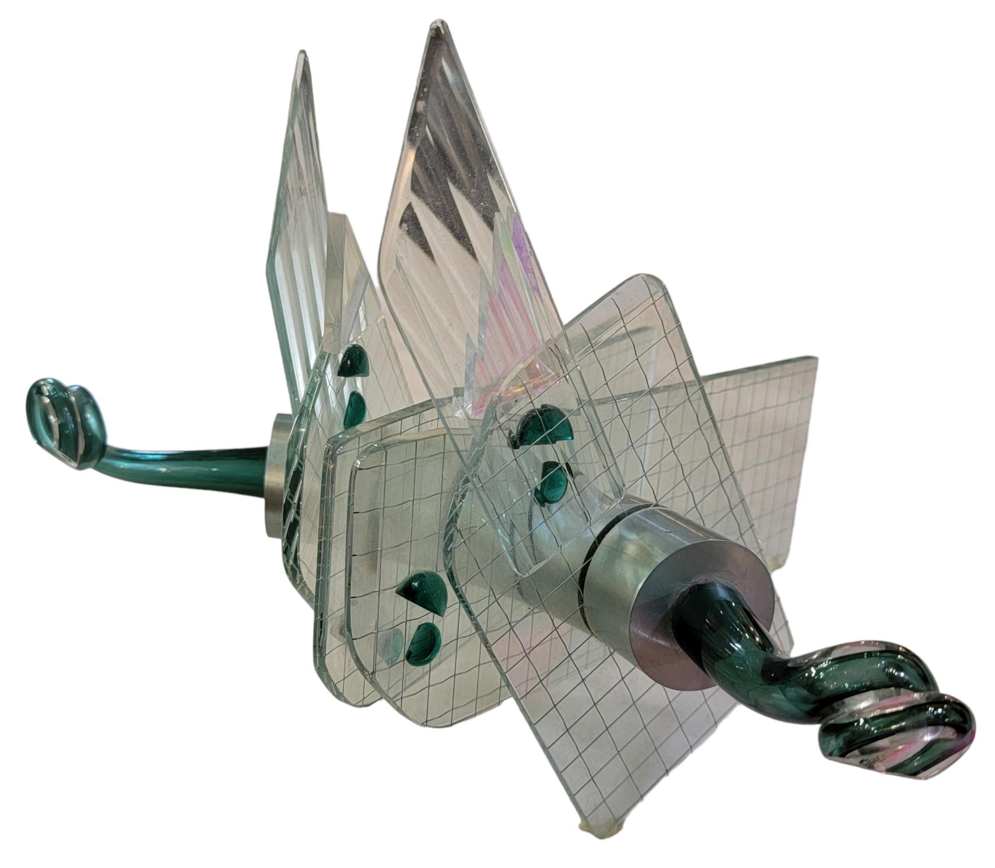1980s Handmade Custom Glass Locust Sculpture In Excellent Condition For Sale In Pasadena, CA