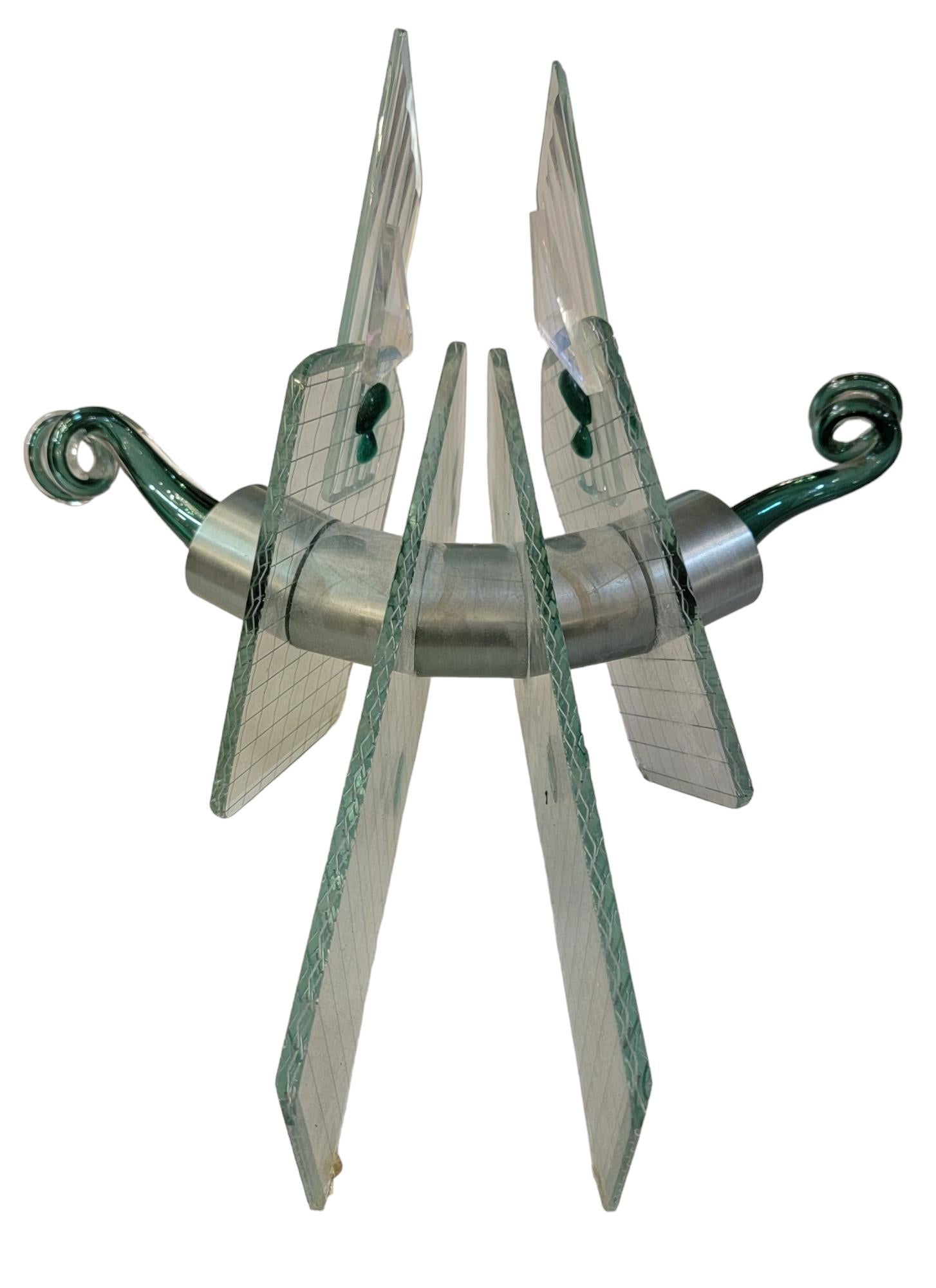 1980s Handmade Custom Glass Locust Sculpture For Sale 2