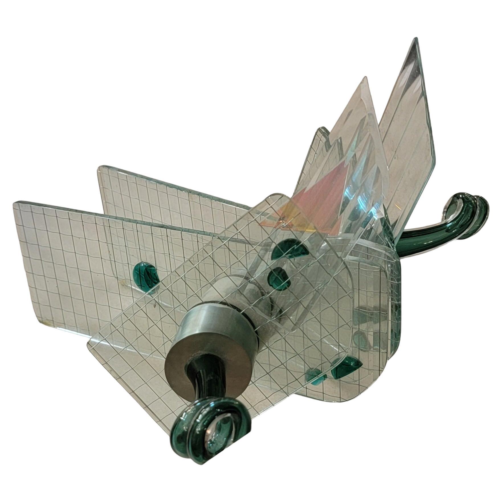 1980s Handmade Custom Glass Locust Sculpture