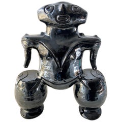 1980s Handmade Primitive Modernist Ceramic Sculpture