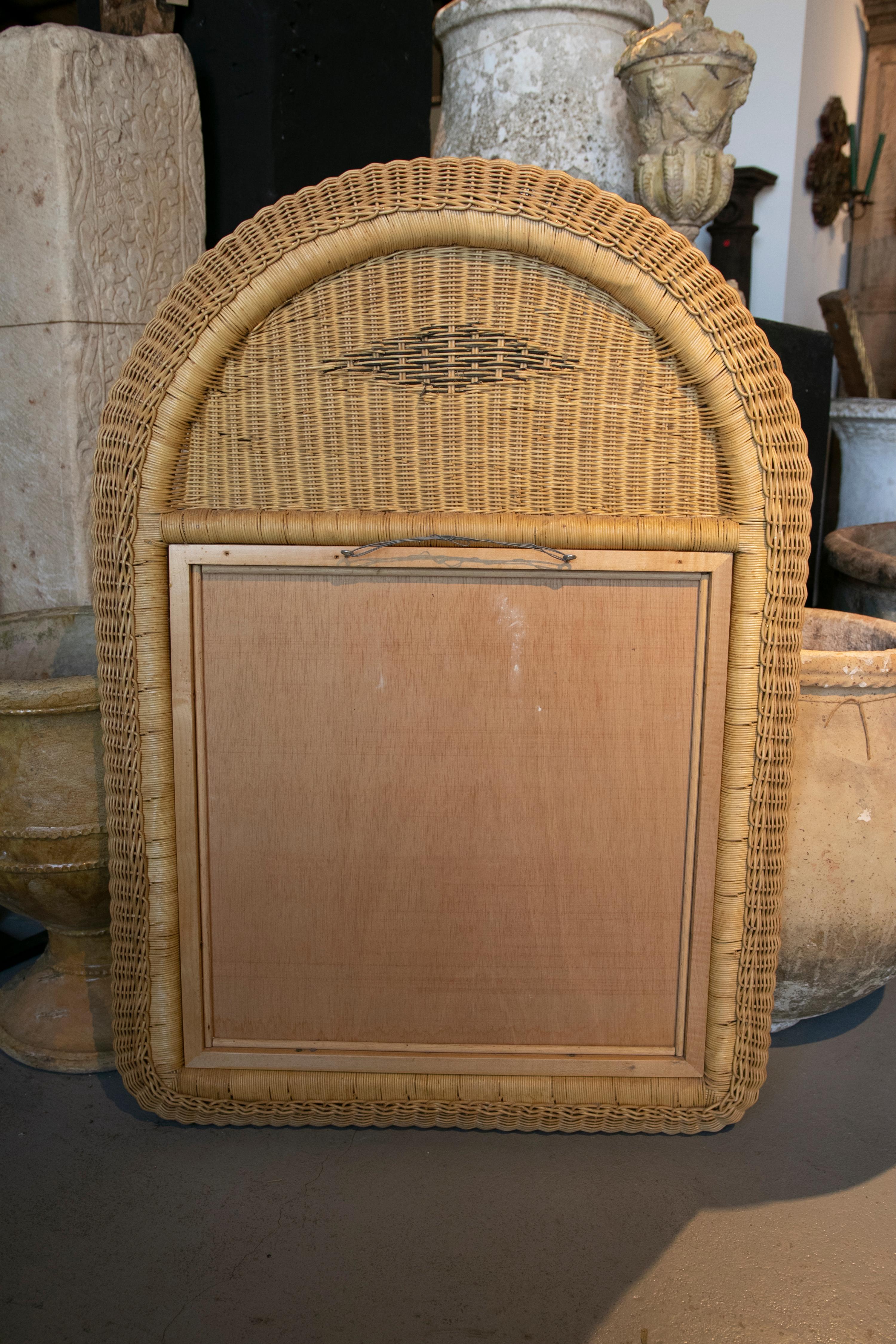 1980s Handmade Wicker Wall Mirror For Sale 8