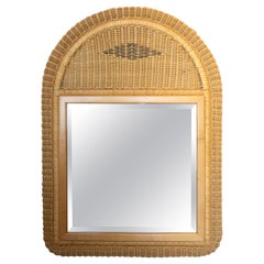 1980s Handmade Wicker Wall Mirror