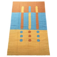 1980s, Handwoven Turkish Modern Design Flatweave Rug