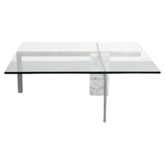 1980s Hank Kwint 'KW-1' Carrara Marble and Glass Coffee Table for Metaform