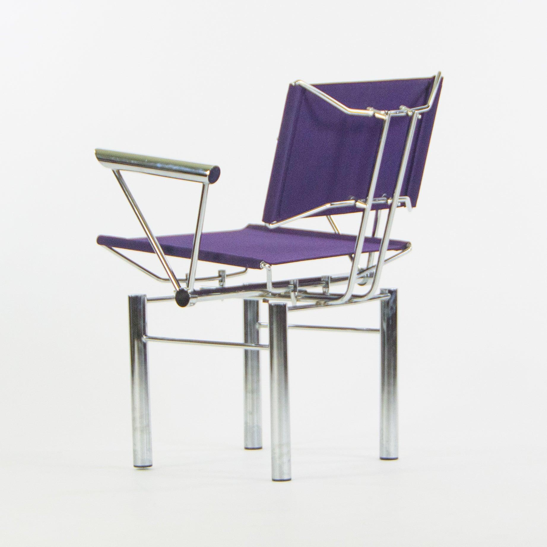 Steel 1980s Hans Ullrich Bitsch for Kusch+Co Dining Side Chairs Purple Fabric Pair For Sale