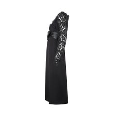 1980s Hardy Amies Couture Satin and Lace Cocktail Dress