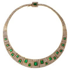 Retro 1980s Haroldo Burle Marx, Diamond, Emerald and Gold Necklace