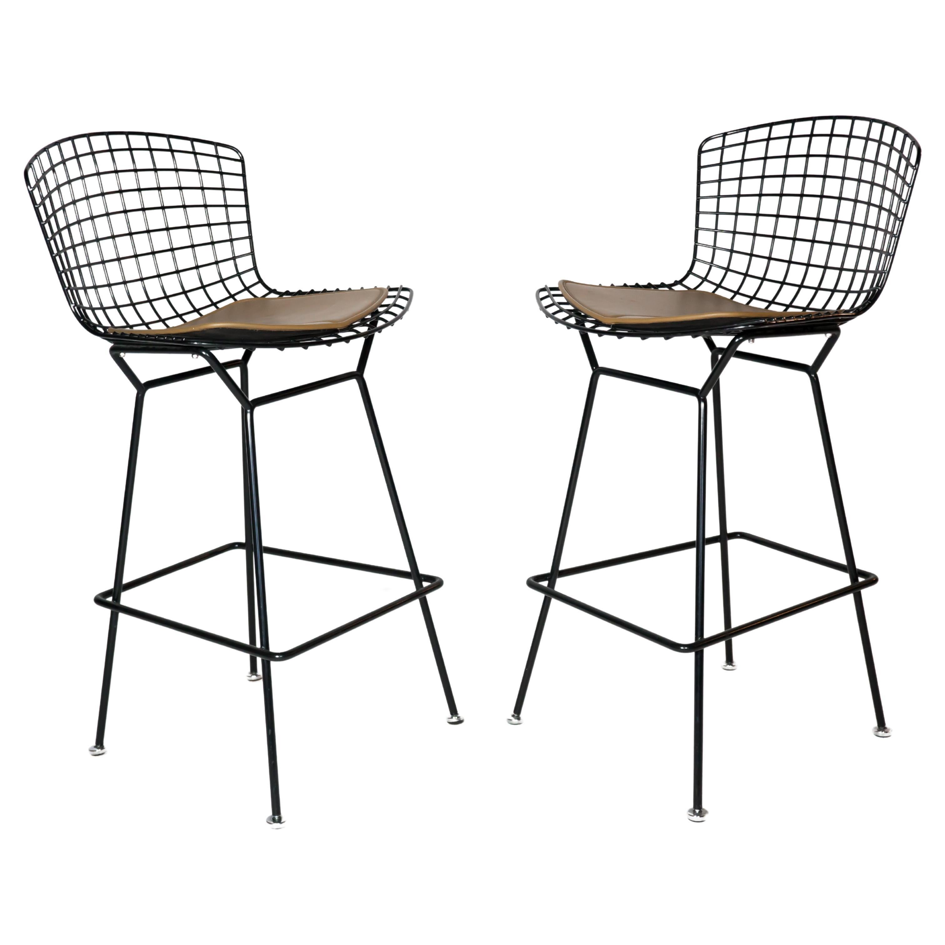 Tabourets de bar international Harry Bertoia pour Knoll des années 1980 avec coussin original 