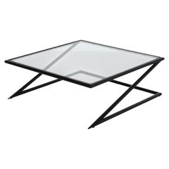1980s Harvink Style 'Zig Zag' Glass and Metal Coffee Table