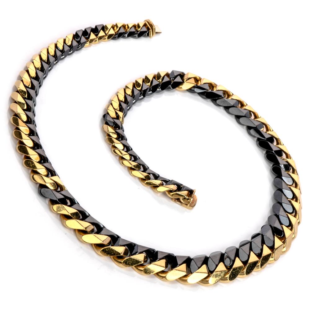 80s textured curb link chain necklace
