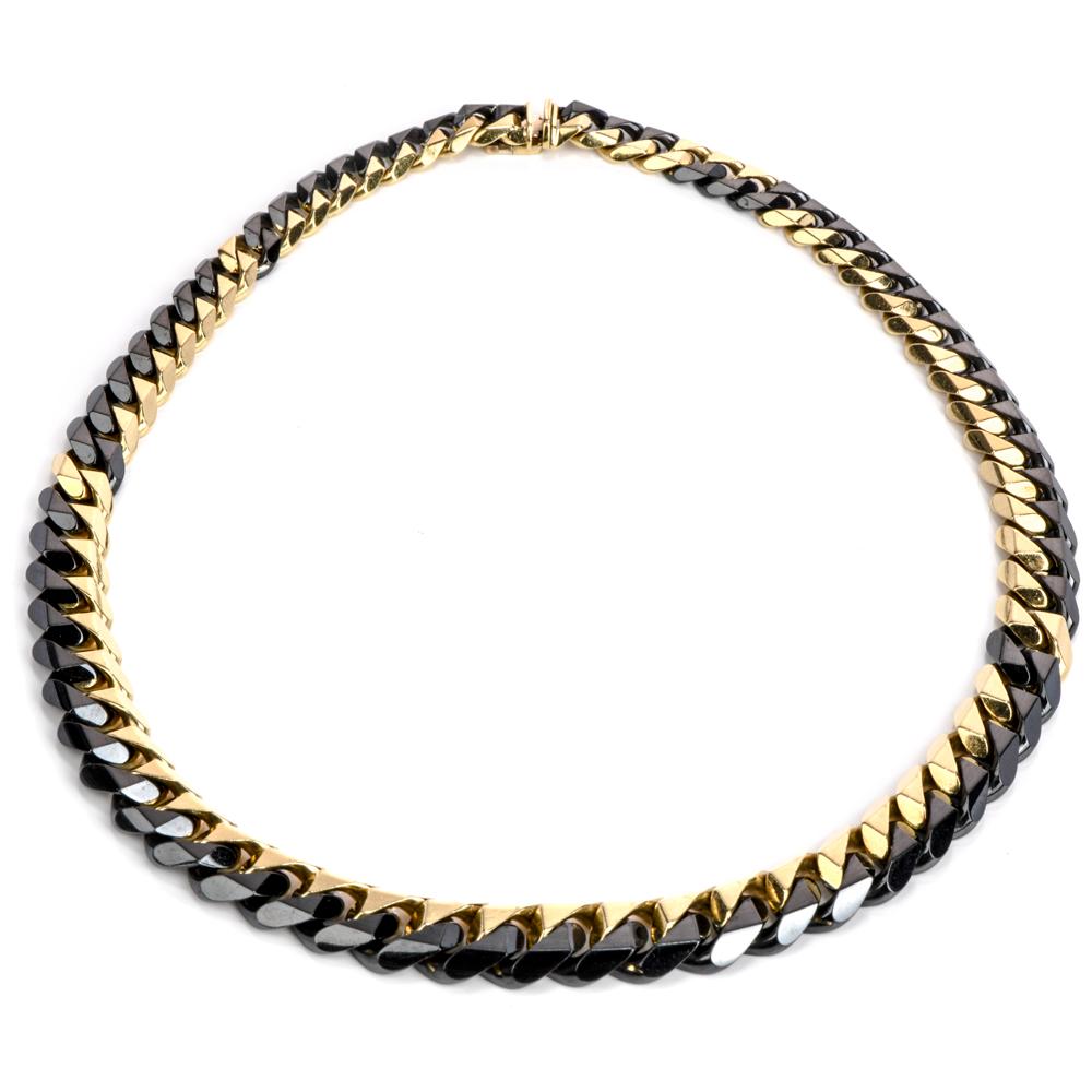 80s textured curb link chain necklace