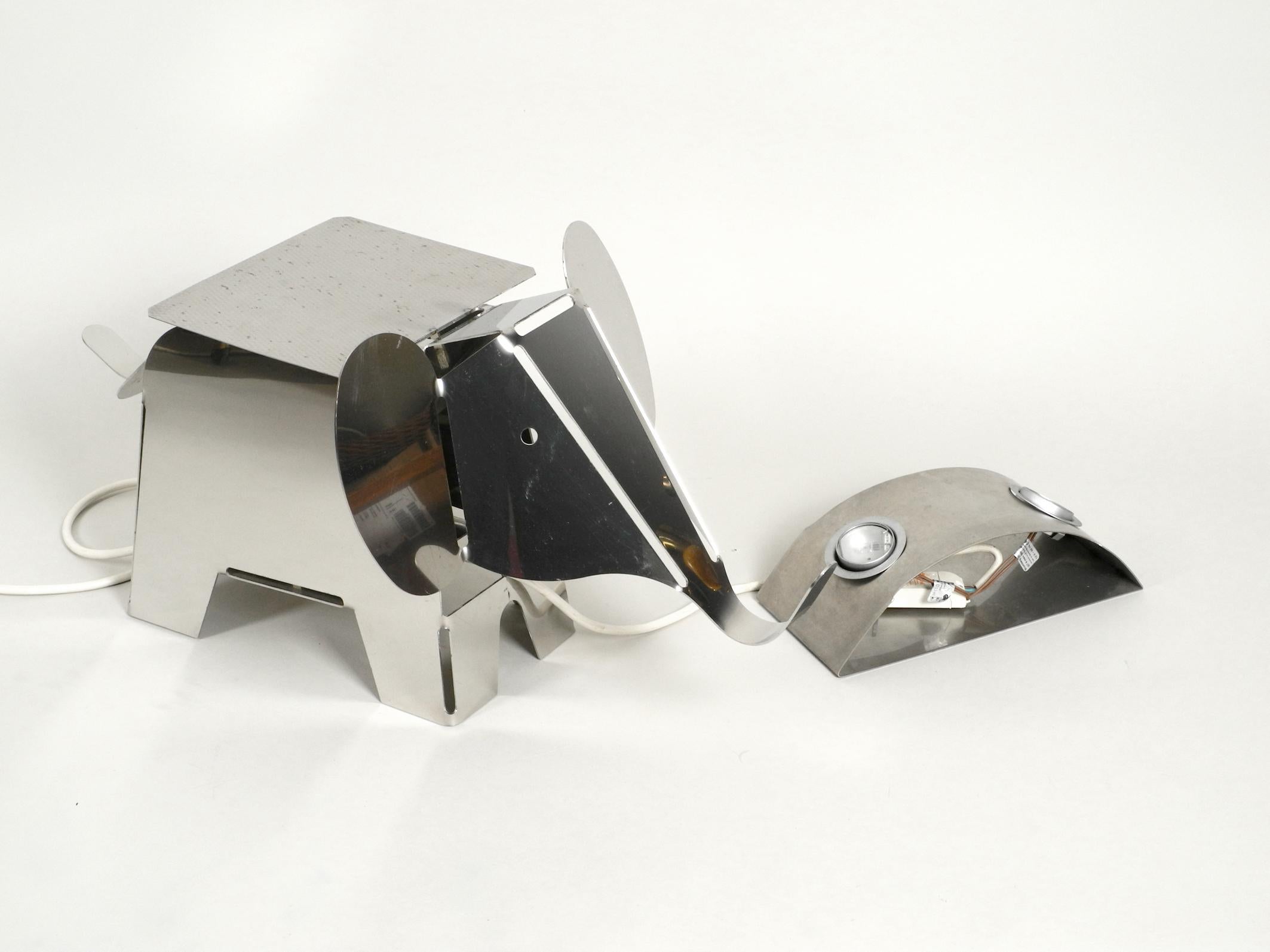 1980s Heavy Metal Chrome Elephant Floor Lamp as Side Table Postmodern Design For Sale 3