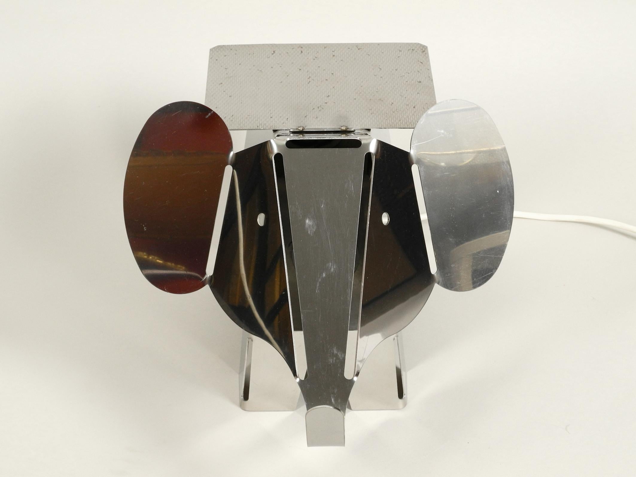 Post-Modern 1980s Heavy Metal Chrome Elephant Floor Lamp as Side Table Postmodern Design For Sale