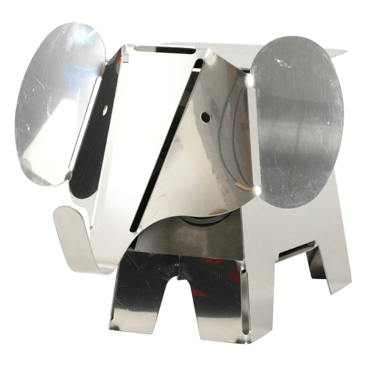 lampadaire éléphant en métal lourd chromé des années 1980 comme table d'appoint Design postmoderne