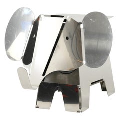 1980s Heavy Metal Chrome Elephant Floor Lamp as Side Table Postmodern Design