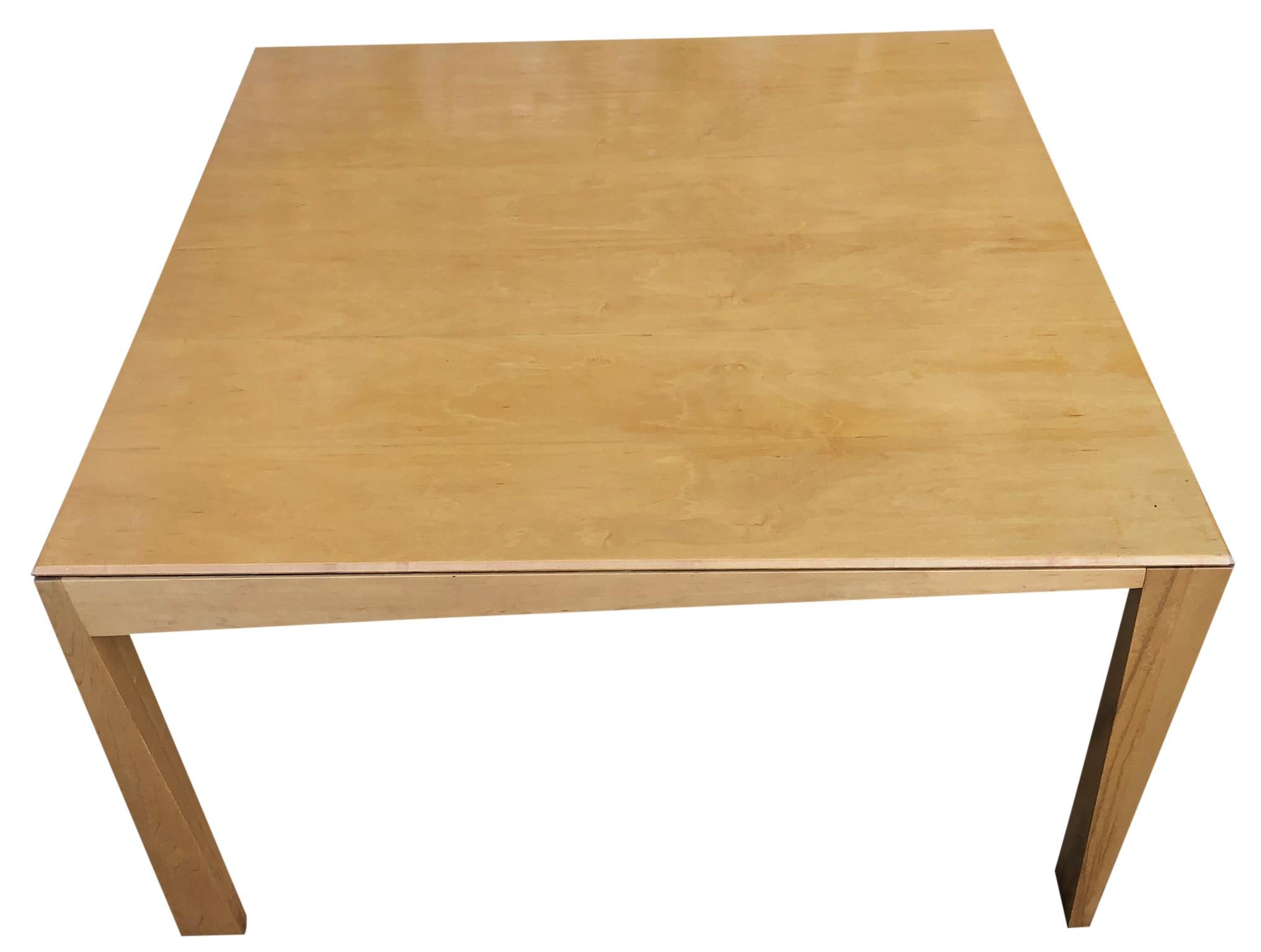 Minimalist Mid century post modern Square Asymmetrical Leg Maple Square Dining Table  For Sale