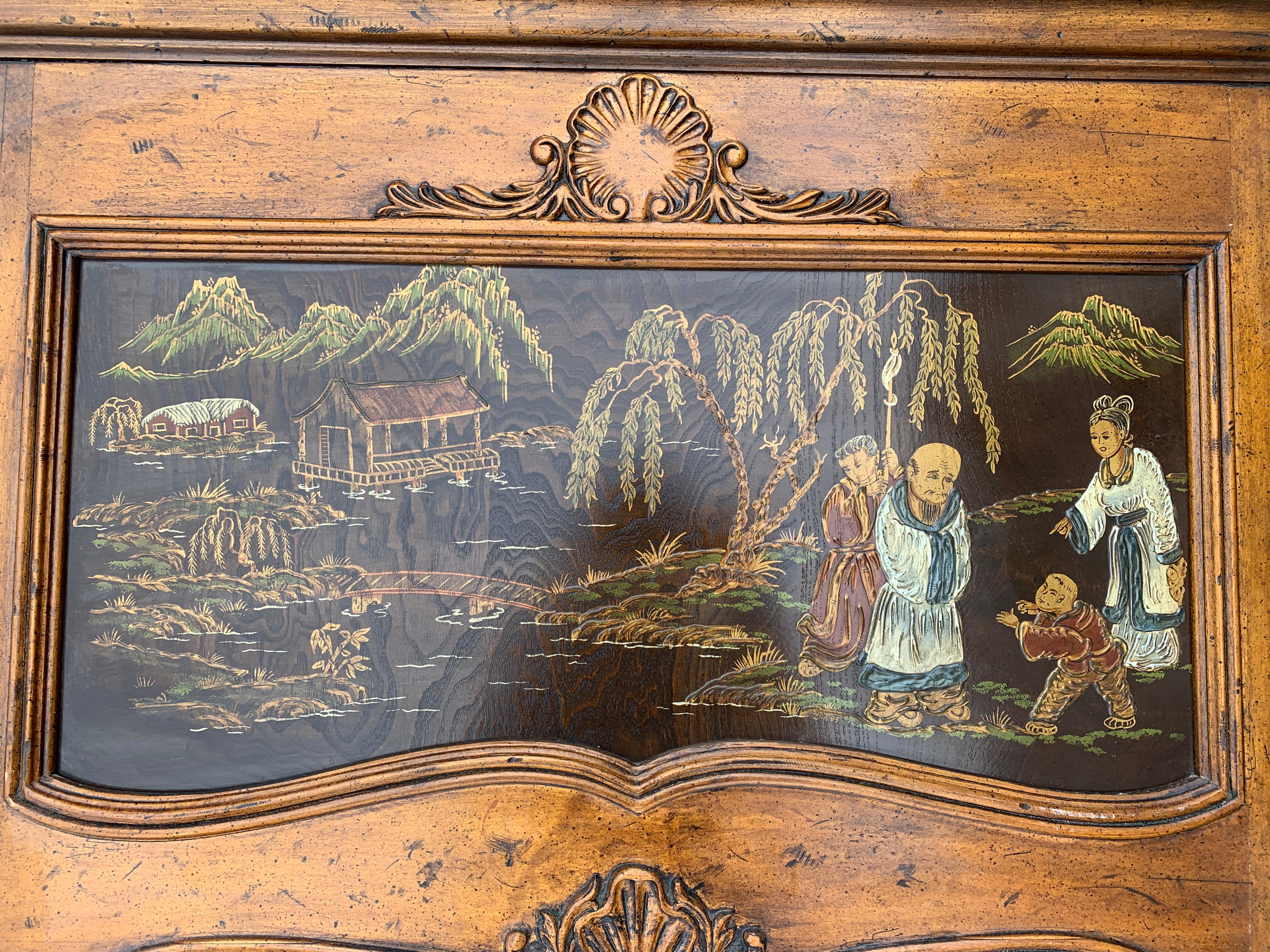 1980s Henredon Chinoiserie Trumeau Mirror In Good Condition For Sale In Richmond, VA