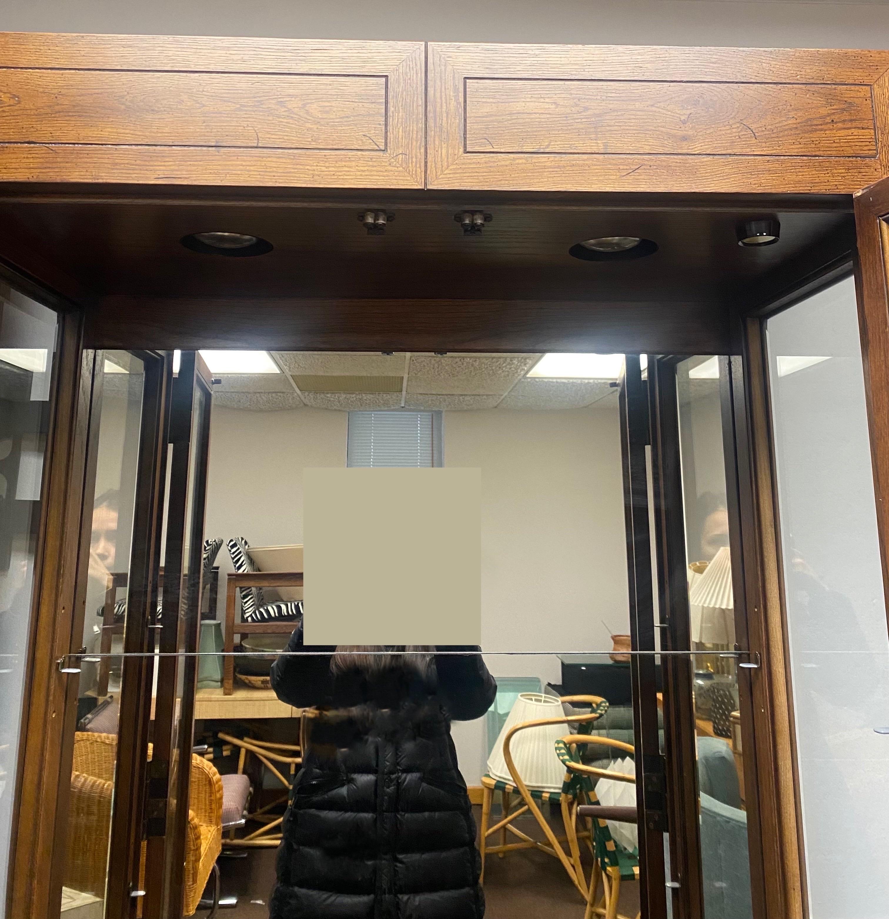 1980s Henredon Scene One Campaign Wood and Glass Display Cabinets, Pair 4
