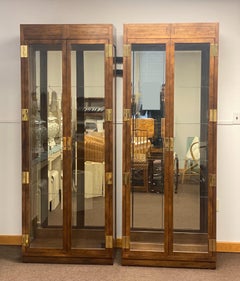 1980s Henredon Scene One Campaign Wood and Glass Display Cabinets, Pair