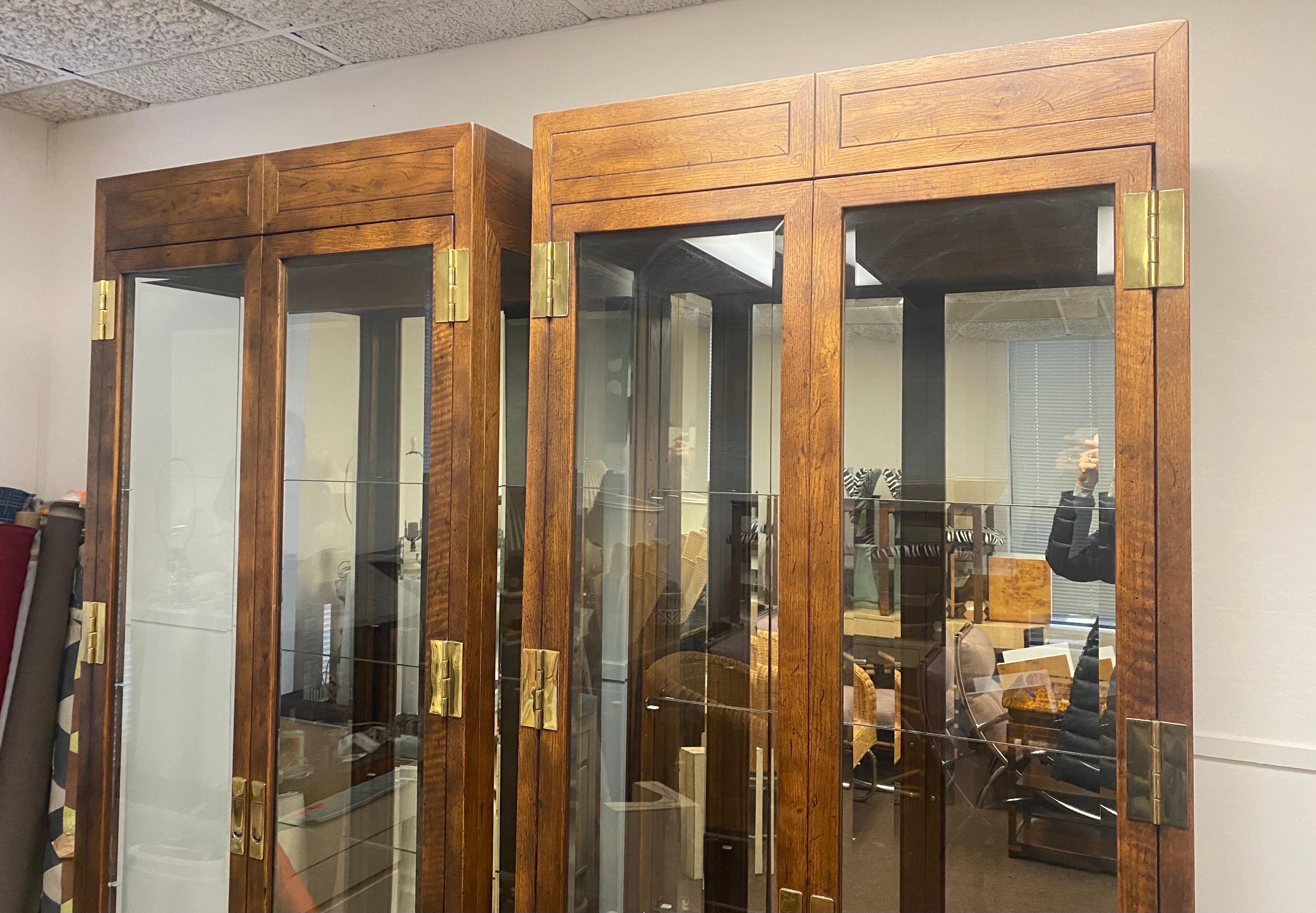 1980s Henredon Scene One Campaign Wood and Glass Display Cabinets, Pair 1