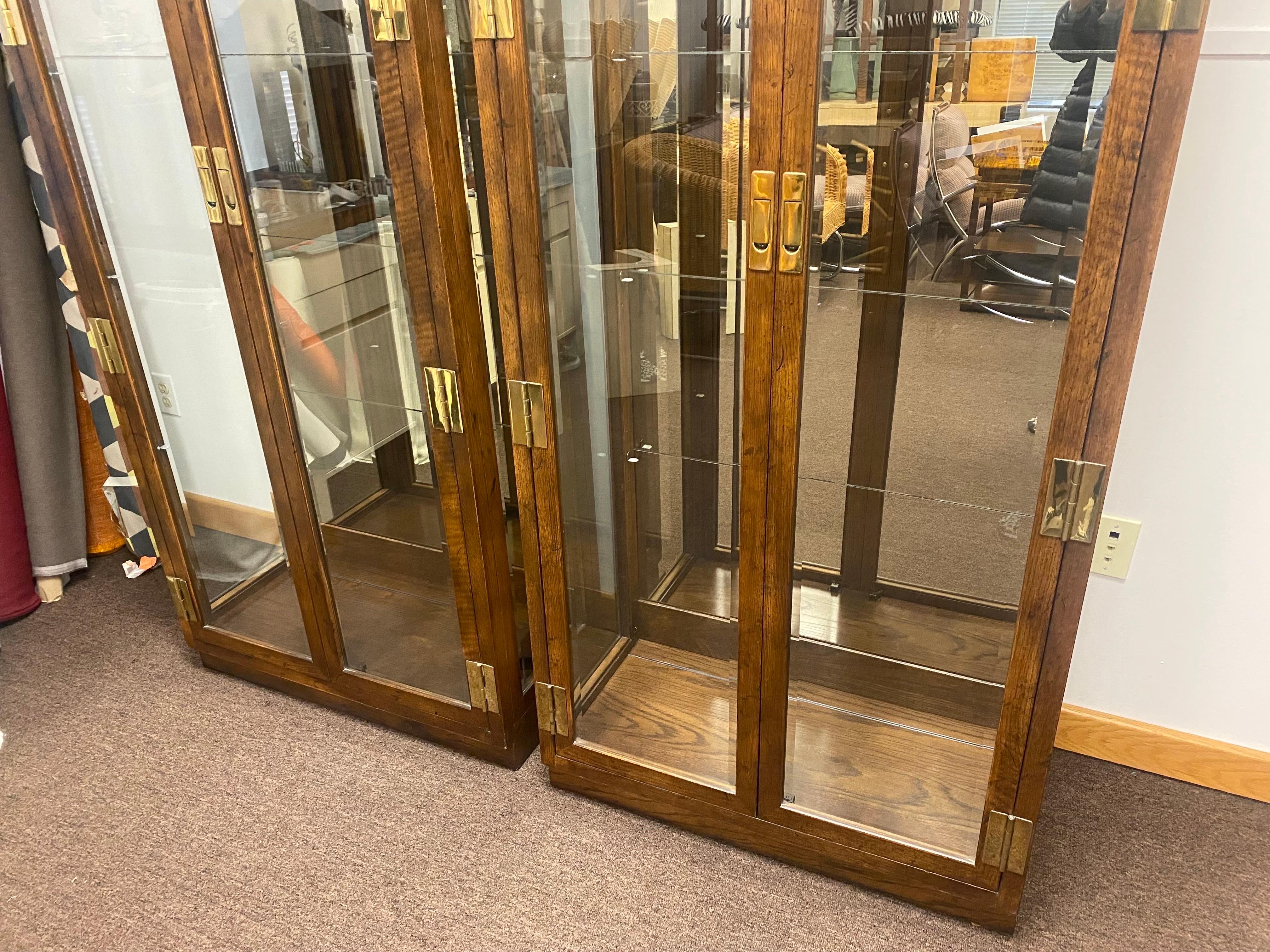 1980s Henredon Scene One Campaign Wood and Glass Display Cabinets, Pair 2