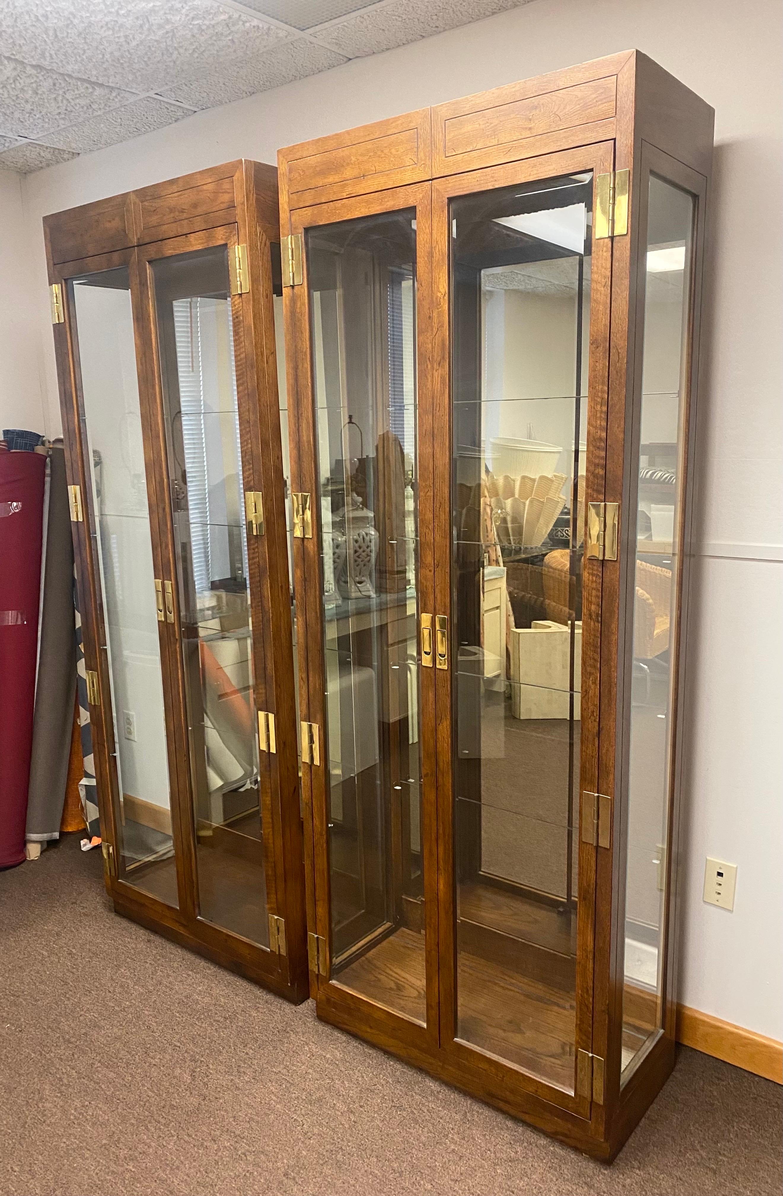 1980s Henredon Scene One Campaign Wood and Glass Display Cabinets, Pair 3