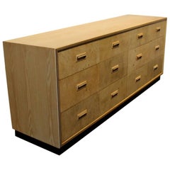 1980s Henredon Scene Two Burl Olive Seven Drawer Dresser or Credenza