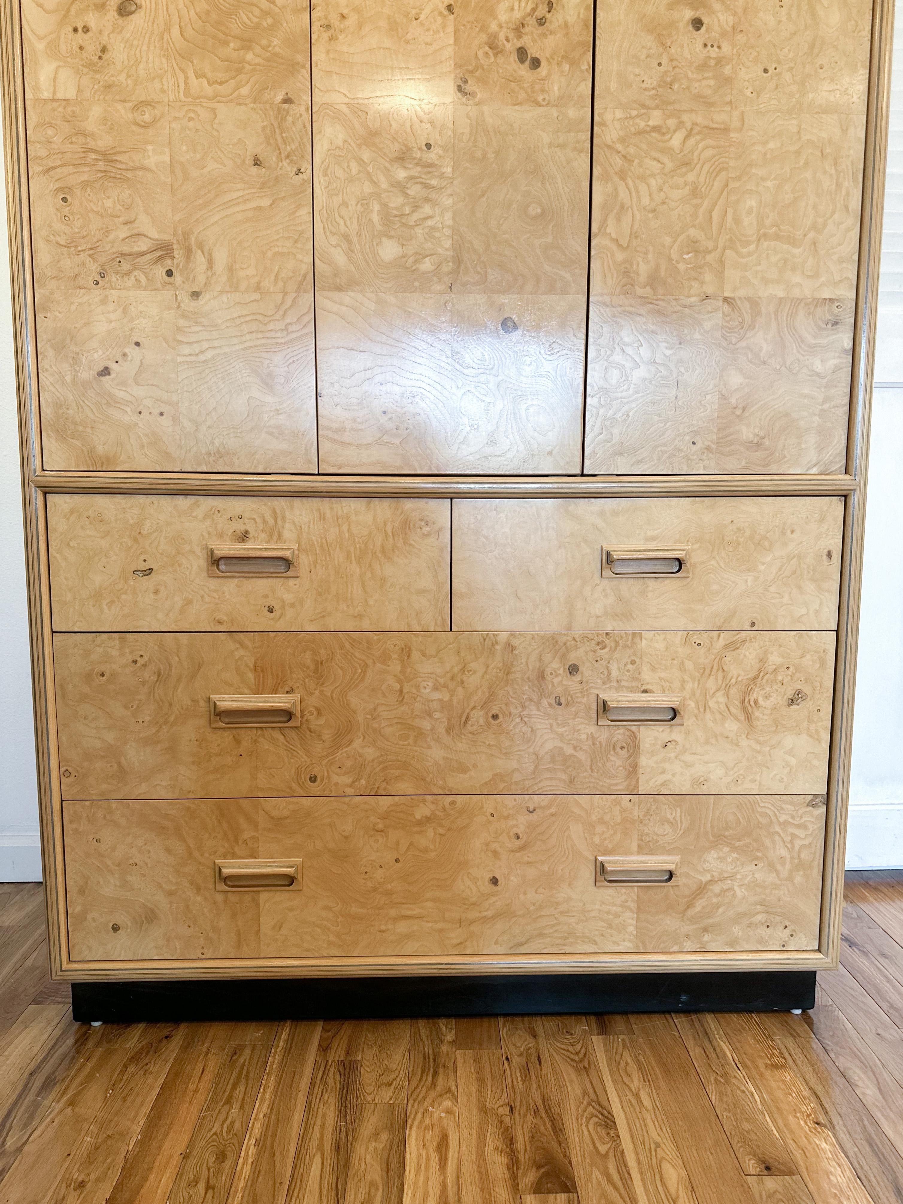 Ash 1980s Henredon 'Scene Two' Burlwood Armoire