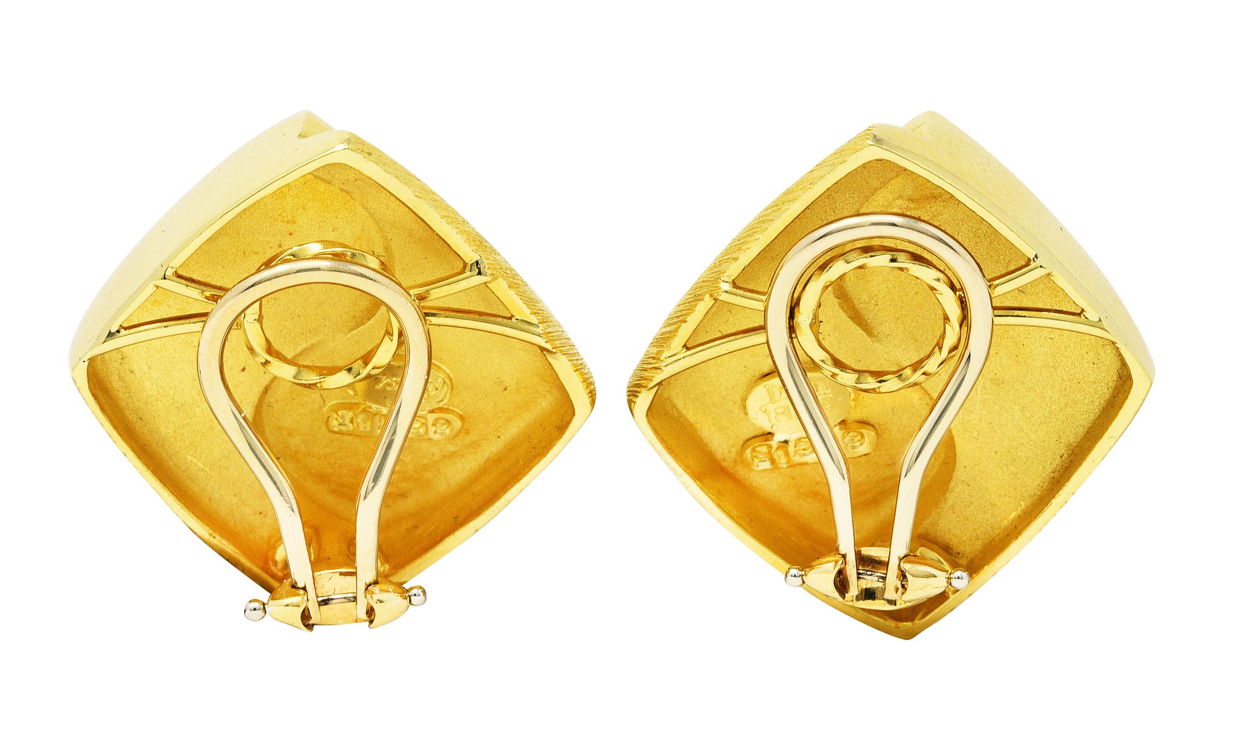 Contemporary 1980's Henry Dunay 18 Karat Brushed Gold Sabi Ear-Clip Earrings
