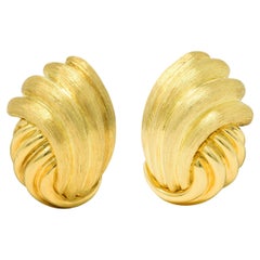 1980's Henry Dunay 18 Karat Yellow Gold Sabi Knot Ear-Clip Earrings