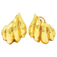1980's Henry Dunay Vintage 18 Karat Yellow Gold Cinnabar Twist Earrings