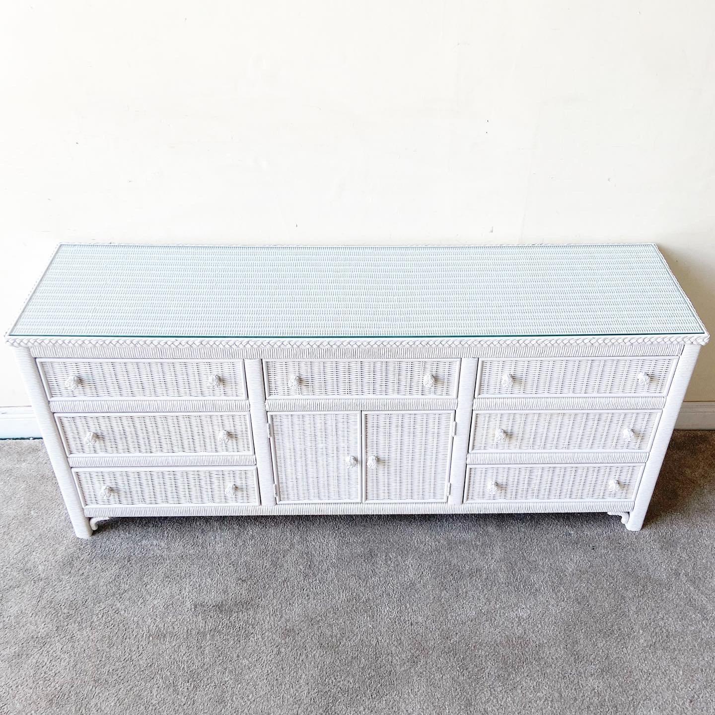 1980s Henry Link White Wicker and Rattan Dresser For Sale at 1stDibs ...