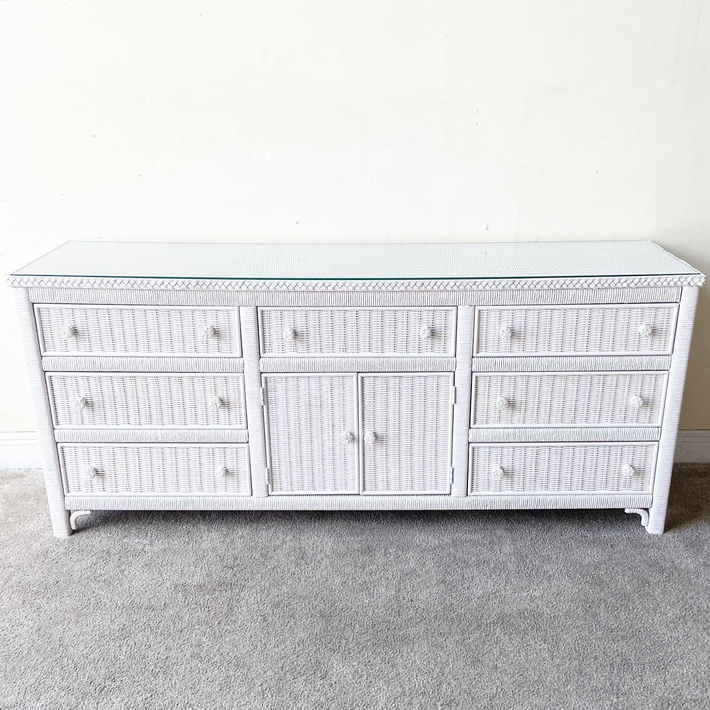 1980s Henry Link White Wicker and Rattan Dresser For Sale at 1stDibs ...