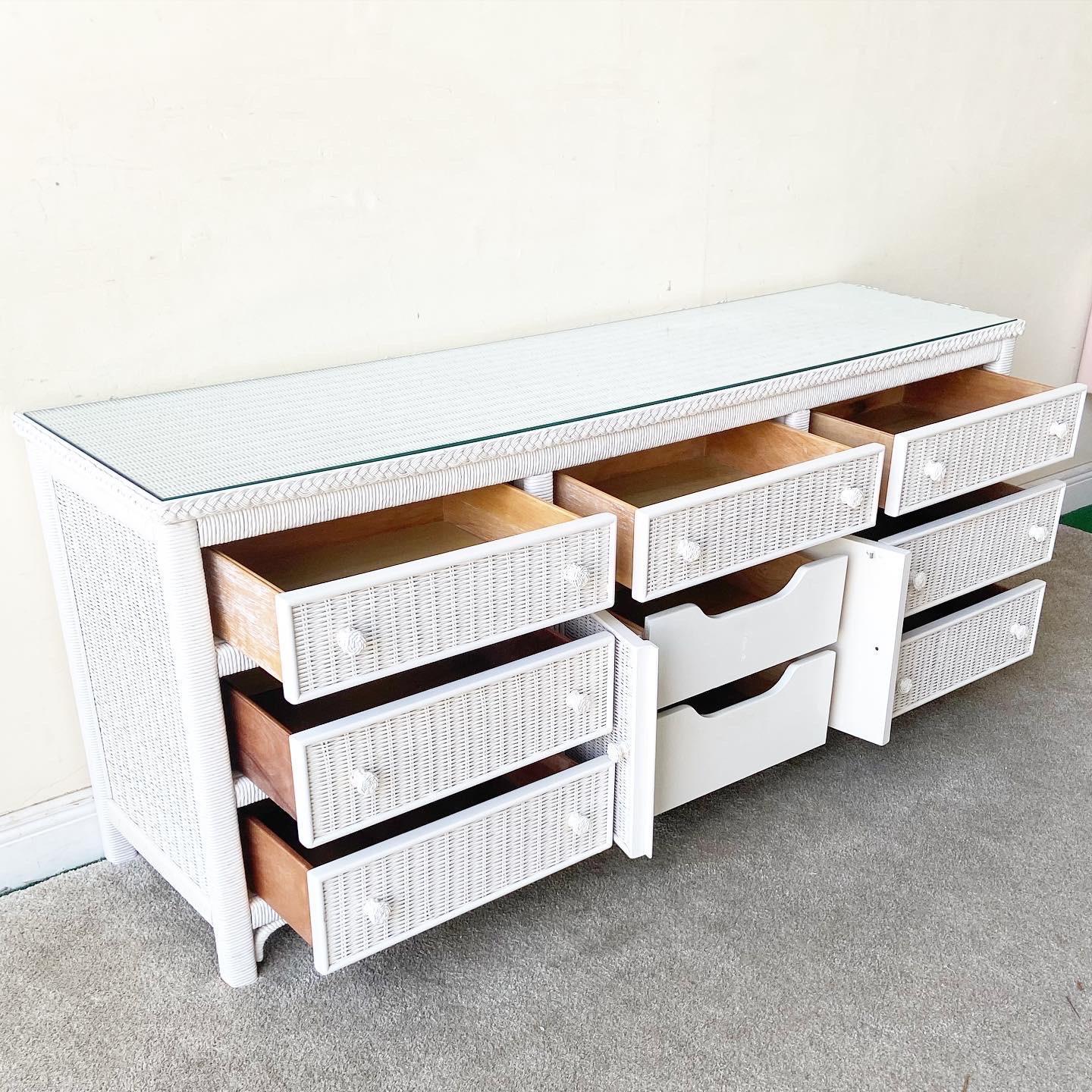 1980s Henry Link White Wicker and Rattan Dresser For Sale at 1stDibs ...