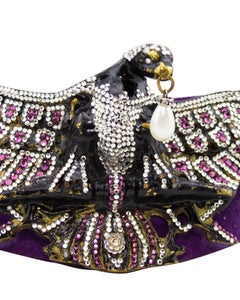 Henryks Bijoux Vienne Ceinture large en daim violet aigle ornée de bijoux des années 1980