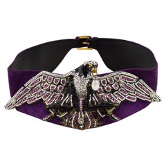 1980s Henryks Bijoux Vienne Jewelled Eagle Purple Suede Wide Belt