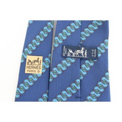 1980s Hermes Blue Silk Snake Tie 7161 FA