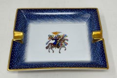 1980s Hermès "Feux d'Artifice" Blue Porcelain Ashtray Catchall Made in France