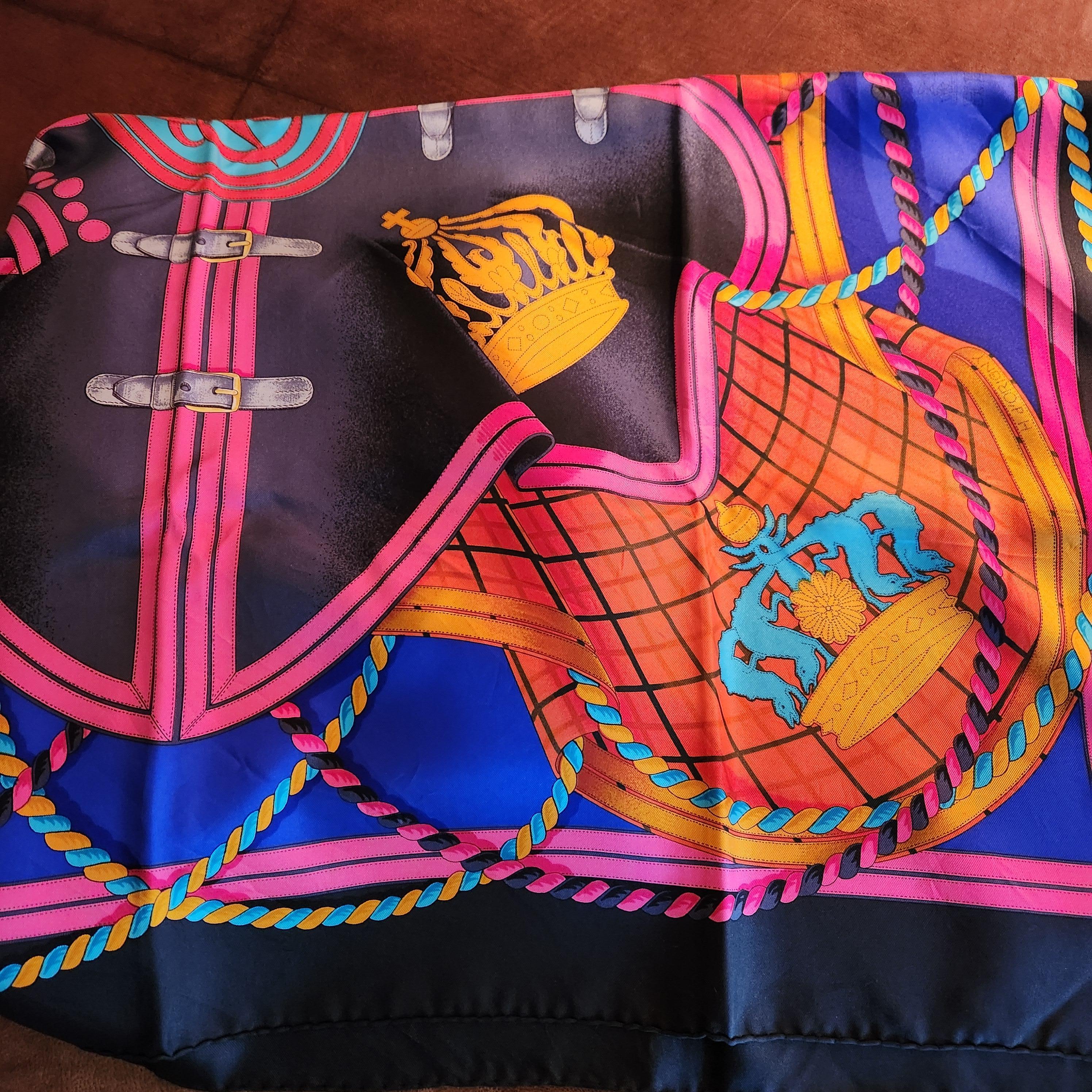 Mid-Century Modern 1980s Hermès Silk Scarf Grande Tenue Henri D'Origny Boxed For Sale